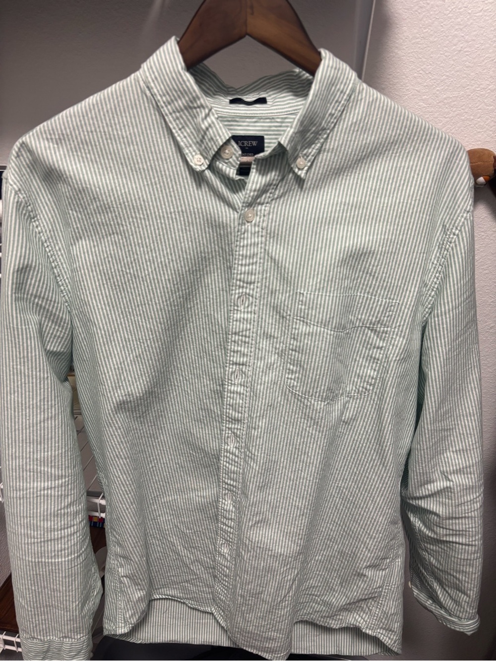 J. Crew Oxford Green Stripe Button-Down Shirt